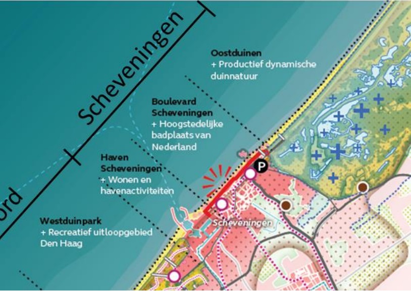 Een kaart van Scheveningen uit een rapport van Arcadis.