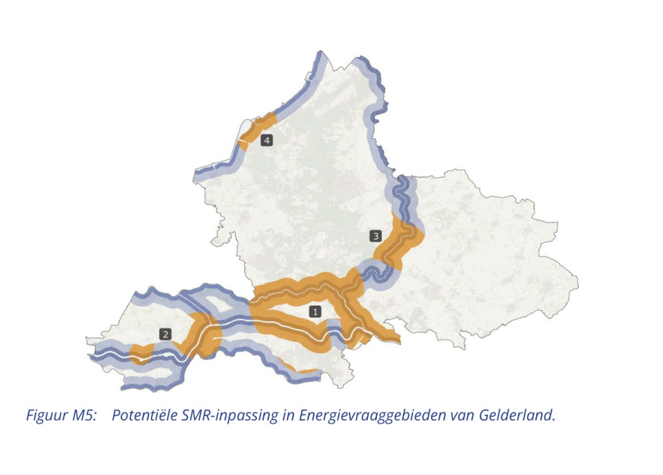 Zoekgebieden voor SMR's in Gelderland.