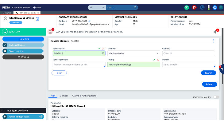 Pega Voice AI Messaging AI form-fill