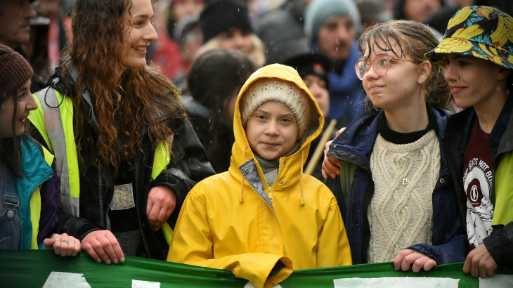 Zweedse klimaatactivist Greta Thunberg bij een demonstratie