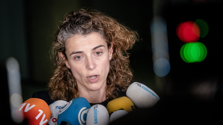 VVD-fractievorzitter Sophie Hermans, na afloop van het fractieoverleg over de nieuwe asielwet.