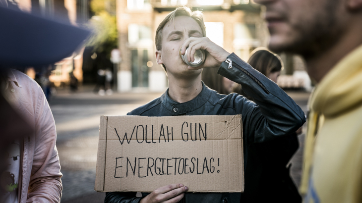 Studenten protesteren op de Grote Markt voor de energietoeslag. (6 oktober 2022)