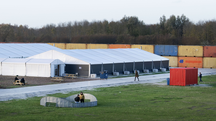 Het tijdelijke azc in het Groningse dorp Zoutkamp, bedoeld om aanmeldcentrum Ter Apel te ontlasten.