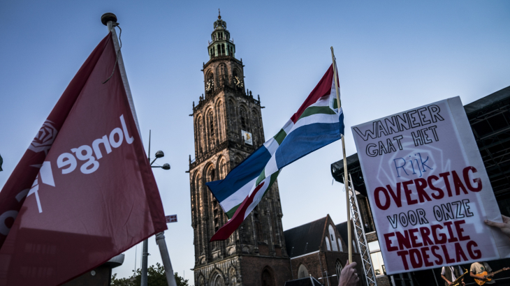 Studenten protesteren op de Grote Markt voor de energietoeslag. (6 oktober 2022)