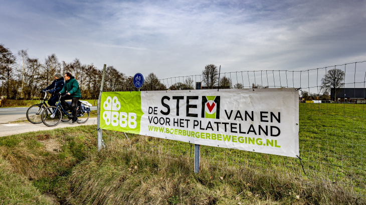 Spandoek van de BBB in Otterlo, Gelderland