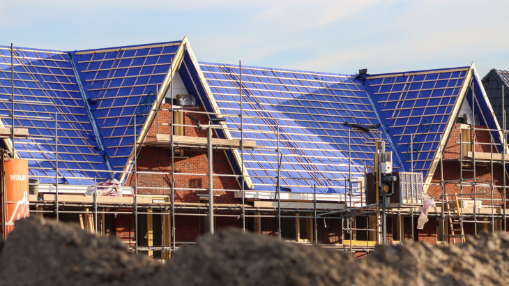 De aanleg van de nieuwbouwwijk Techum in Leeuwarden eind vorig jaar.