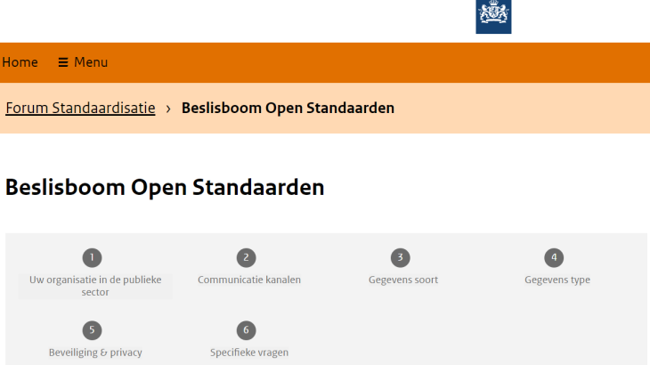 Screenshot van de Beslisboom Open Standaarden