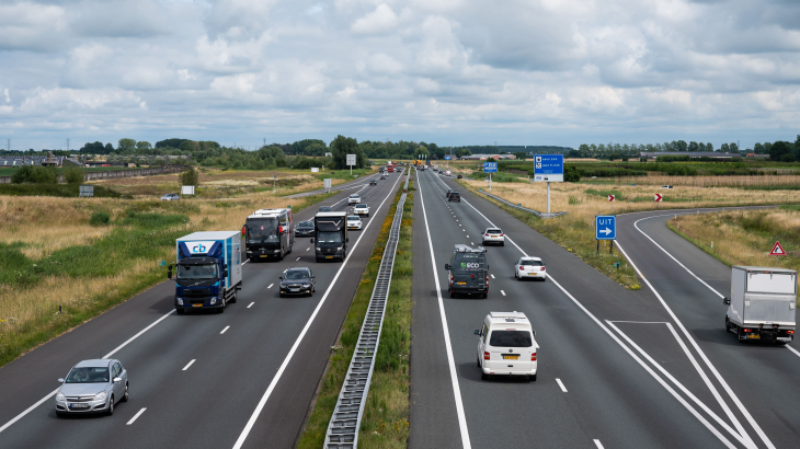 De A15 ter hoogte van Tiel in Gelderland.