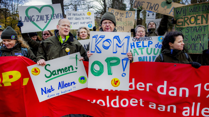 Twee dagen na de Kamerverkiezingen afgelopen november demonstreerden boswachters in Den Haag voor ambitieuzer natuurbeleid.