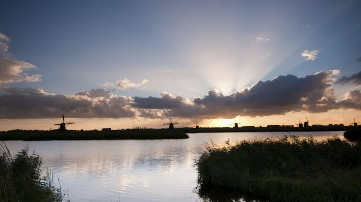 Het natuurgebied Hoge Boezem Kinderdijk in de Alblasserwaard in Zuid-Holland.