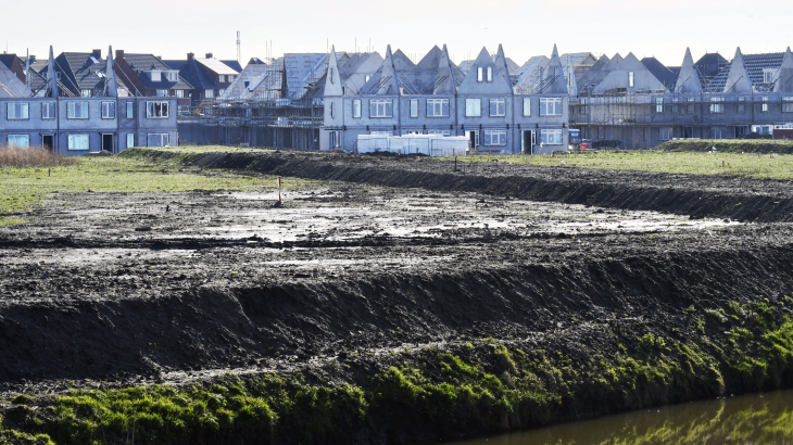 De aanleg begin maart van een nieuwbouwwijk in de Zuid-Hollandse gemeente Lansingerland.