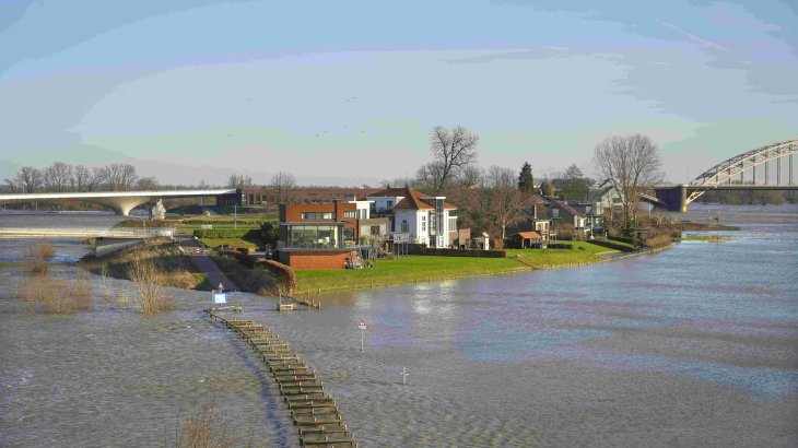 Hoogwater bij Nijmegen, januari 2024 