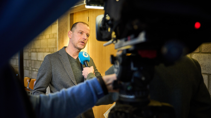 Greenpeace-directeur Andy Palmen woensdag in de rechtbank in Den Haag 