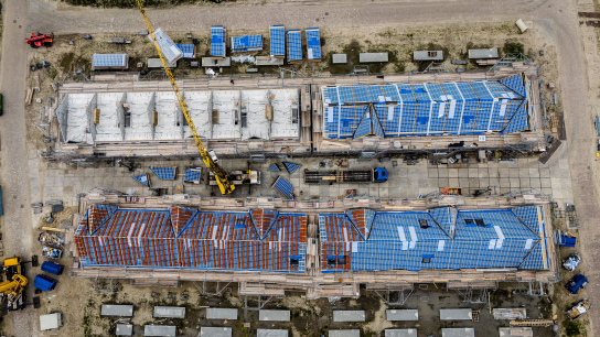 Een wijk in aanbouw in Waddinxveen, begin juni.