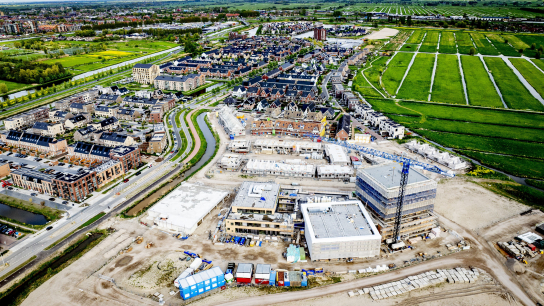 Een nieuwe wijk in aanbouw in Gouda.