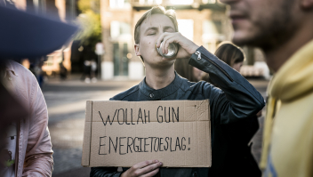 Studenten protesteren op de Grote Markt voor de energietoeslag. (6 oktober 2022)