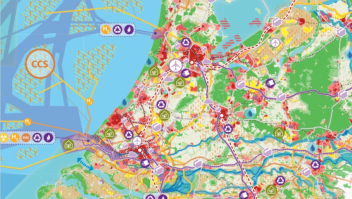 Eén van de kaarten op de themawebsite bij het PBL-rapport 'Vier scenario's voor de inrichting van Nederland'.