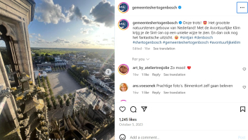 Instagrampost van Den Bosch: foto van de Sint Jan met blije reacties