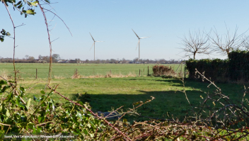 Bij Amersfoort gaan twee turbines geplaatst worden. Online zijn virtuele impressies te zien, zoals hier gezien vanuit Soest.
