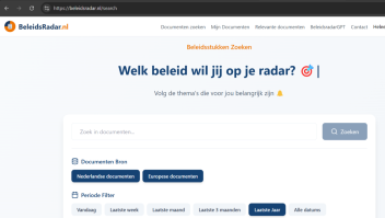 Screenshot van BeleidsRadar.nl