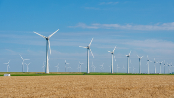 Windmolens in landschap