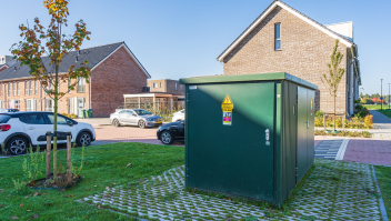 Een elektriciteitshuisje in Oosterhout, Noord-Brabant, van netbeheerder Enexis